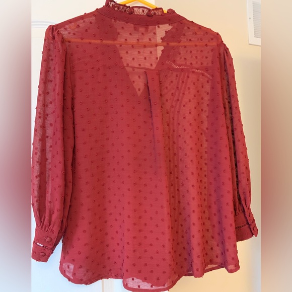 LOVE & ROSES Deep Red Blouse - Picture 4 of 5